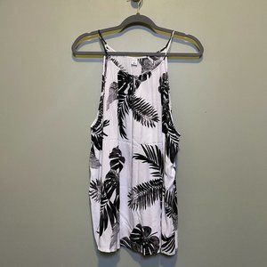 Old Navy Black & White Tropical Print Tank Top - XXL